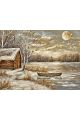 Алмазная мозаика без подрамника «Домик у реки» 130x100 см