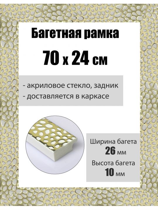 Рамка багетная для картин со стеклом 70 x 24 см, РБ-158