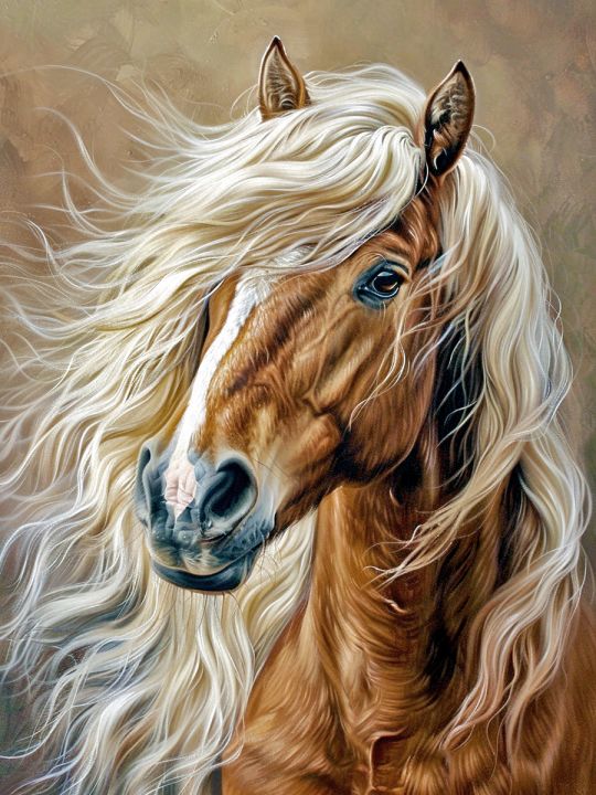 Алмазная мозаика без подрамника «Конь Булат» 50x40 см