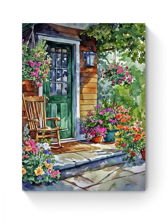Алмазная мозаика на подрамнике «Цветочный двор» 50x40 см, 50 цветов
