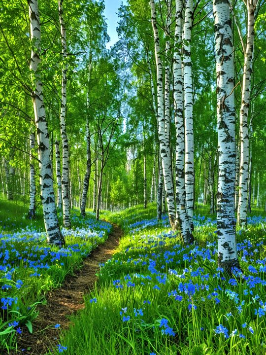 Алмазная мозаика без подрамника «Лесная тропинка» 70x50 см