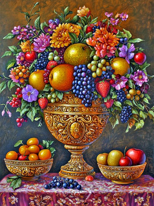 Алмазная мозаика без подрамника «Фруктовый пир» 50x40 см