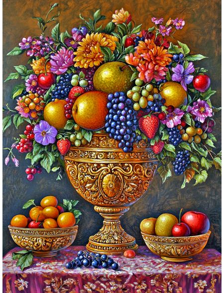 Алмазная мозаика без подрамника «Фруктовый пир» 90x70 см, 50 цветов