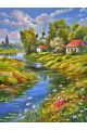 Алмазная мозаика без подрамника «Деревня летом» 40x30 см