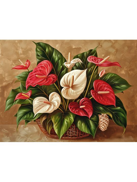 Алмазная мозаика без подрамника «Цветок антуриум» 25x20 см