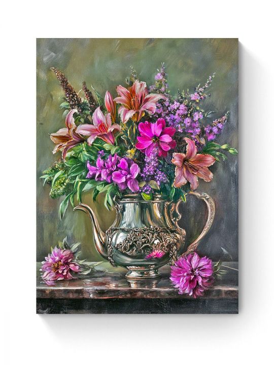 Алмазная мозаика на подрамнике «Кувшин цветов» 50x40 см