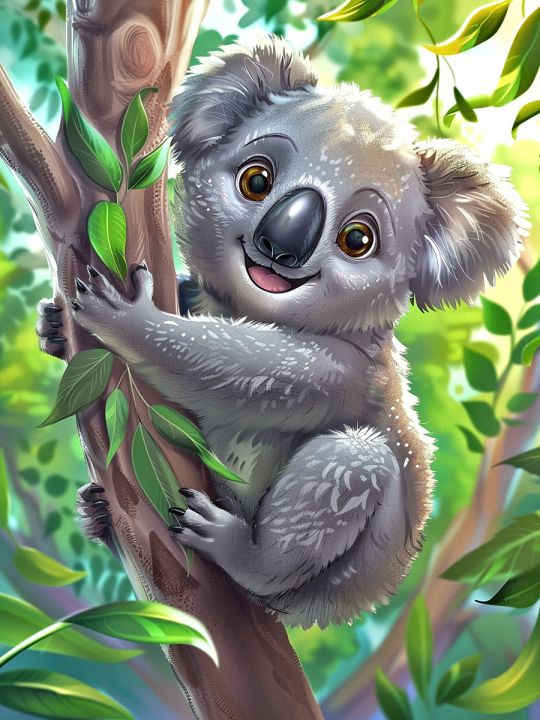 Алмазная мозаика без подрамника «Крошка коала» 130x100 см