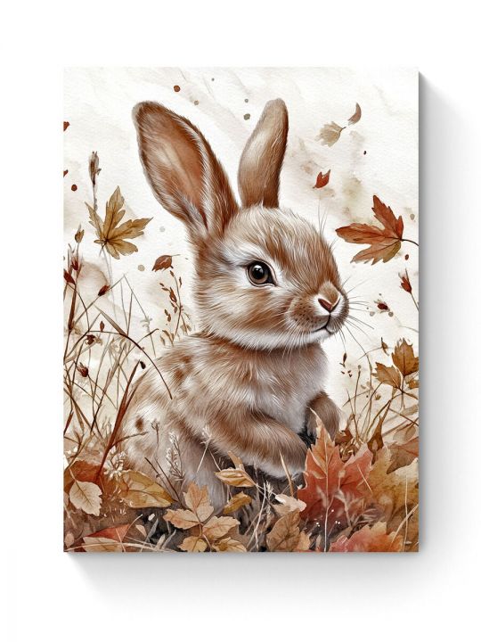 Алмазная мозаика на подрамнике «Осенний зайка» 50x40 см, 50 цветов