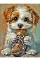 Алмазная мозаика без подрамника «Милый щенок» 35x25 см