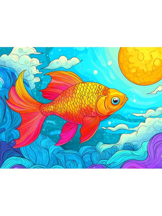 Алмазная мозаика без подрамника «Золотая рыбка» 130x100 см