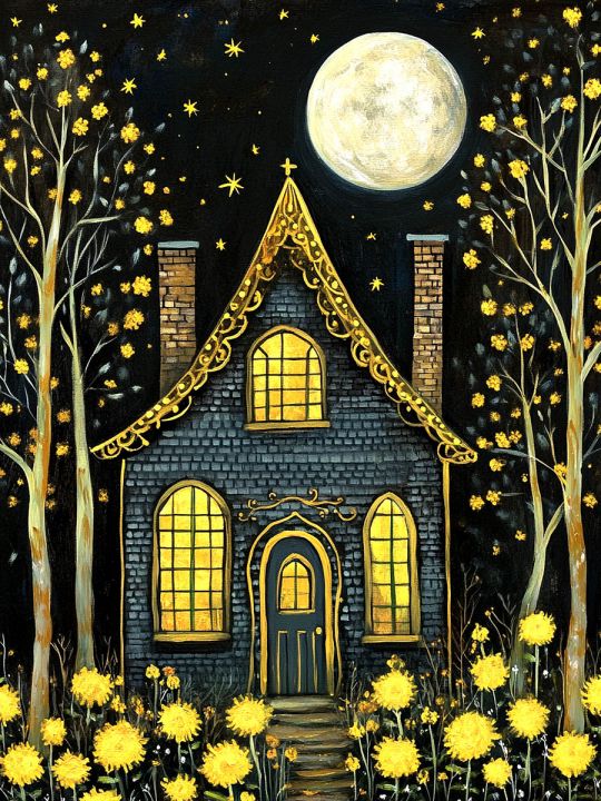 Алмазная мозаика без подрамника «Домик» 25x20 см, 40 цветов