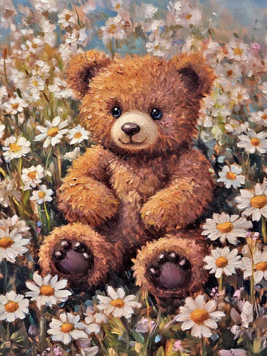 Алмазная мозаика без подрамника «Мишутка» 50x40 см, 50 цветов