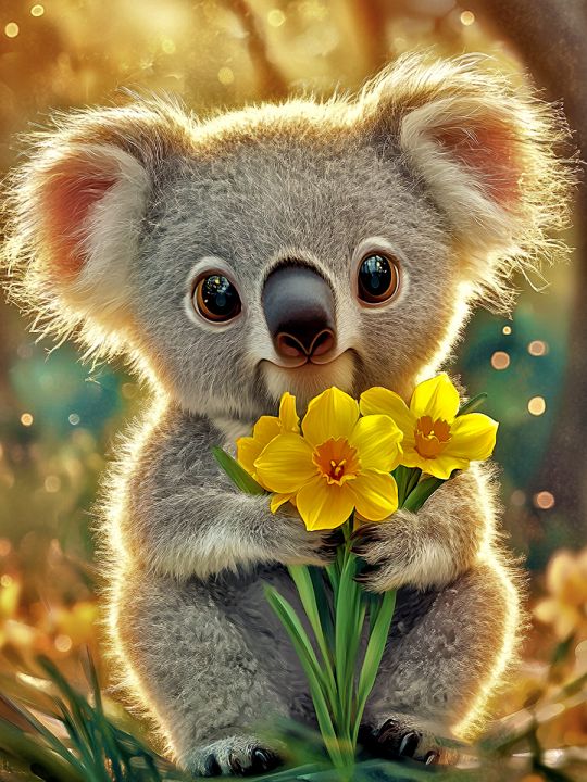 Алмазная мозаика без подрамника «Крошка коала» 25x20 см