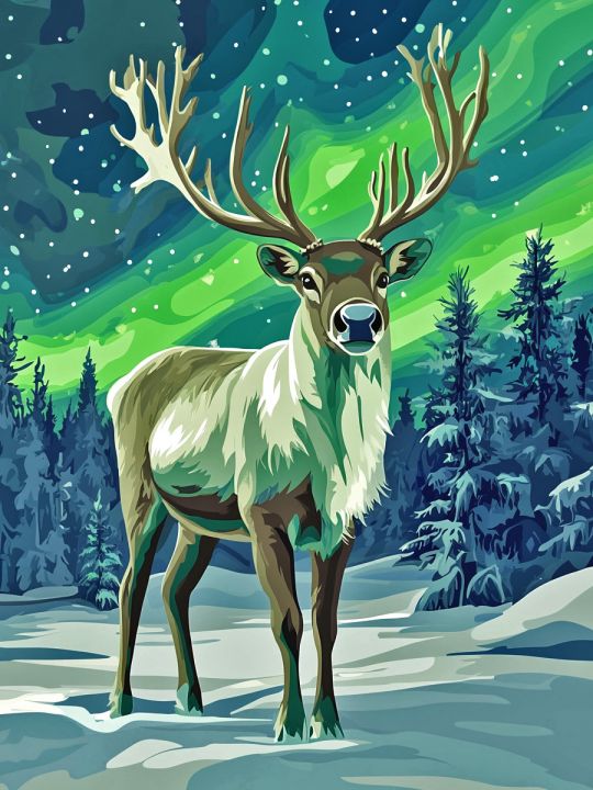 Алмазная мозаика без подрамника «Северный олень» 40x30 см