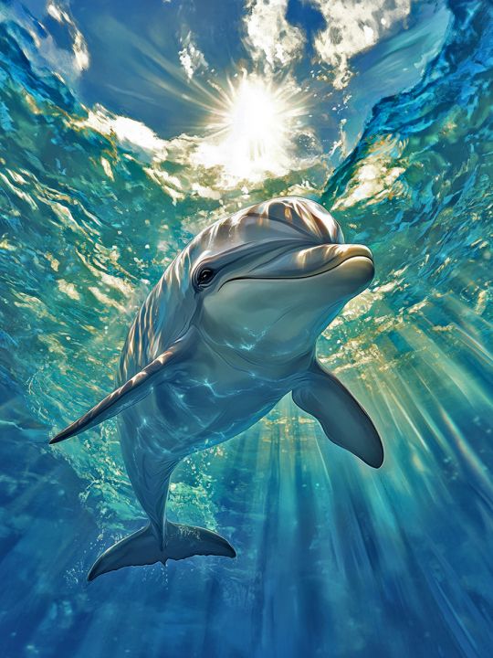 Алмазная мозаика без подрамника «Дельфин» 40x30 см