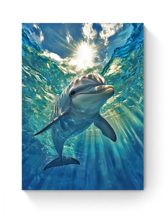 Алмазная мозаика на подрамнике «Дельфин» 40x30 см, 50 цветов