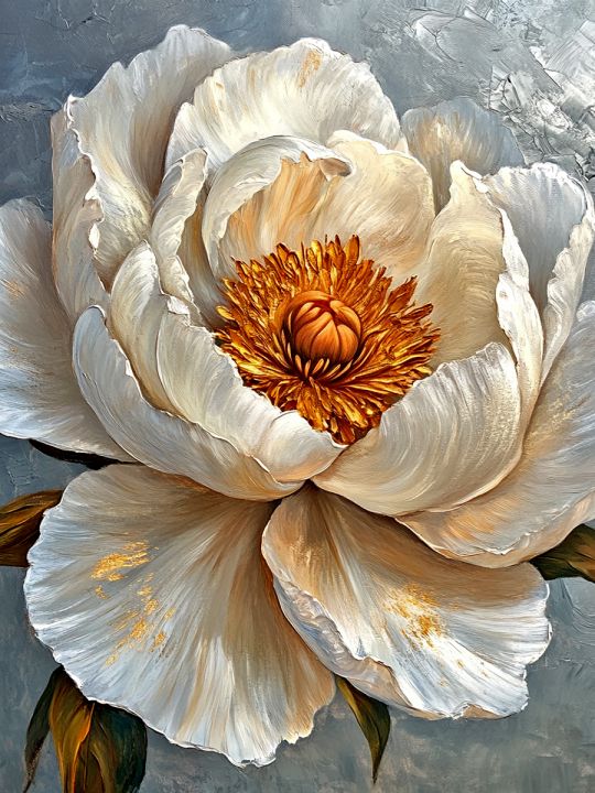 Алмазная мозаика без подрамника «Белый цветок» 50x40 см