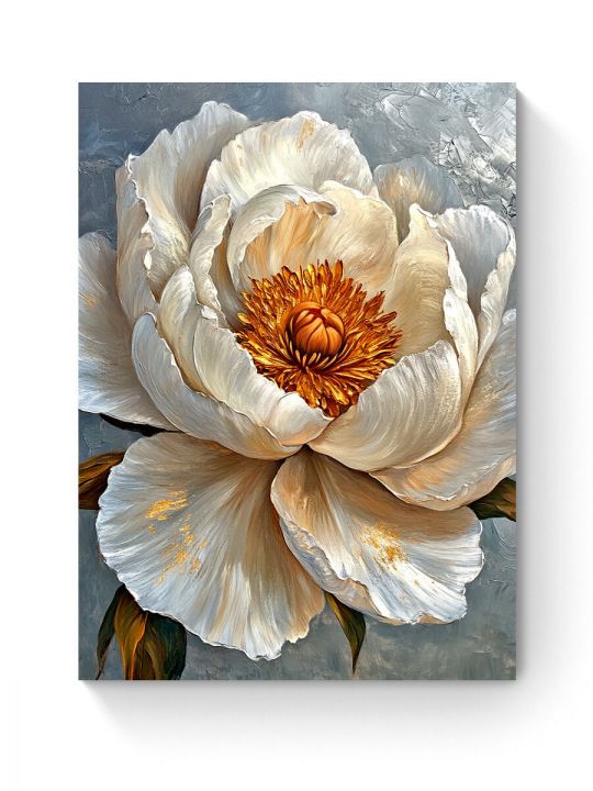 Алмазная мозаика на подрамнике «Белый цветок» 40x30 см, 40 цветов