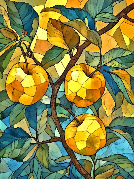 Алмазная мозаика без подрамника «Золотое яблоко» 40x30 см