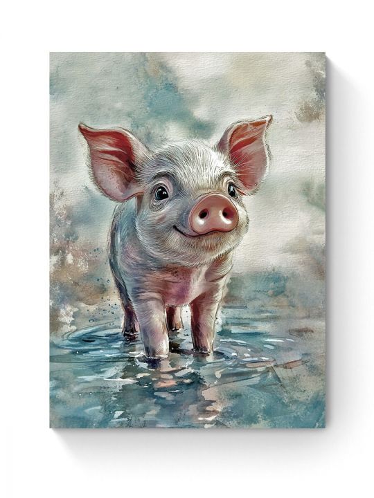 Алмазная мозаика на подрамнике «Хрюшка» 50x40 см, 50 цветов