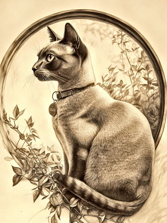 Алмазная мозаика без подрамника «Сиамская кошка» 50x40 см