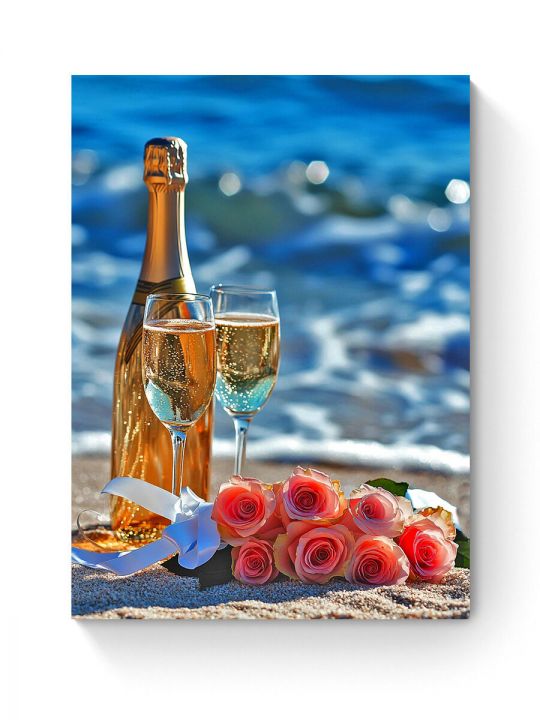 Алмазная мозаика на подрамнике «На берегу моря» 40x30 см, 50 цветов