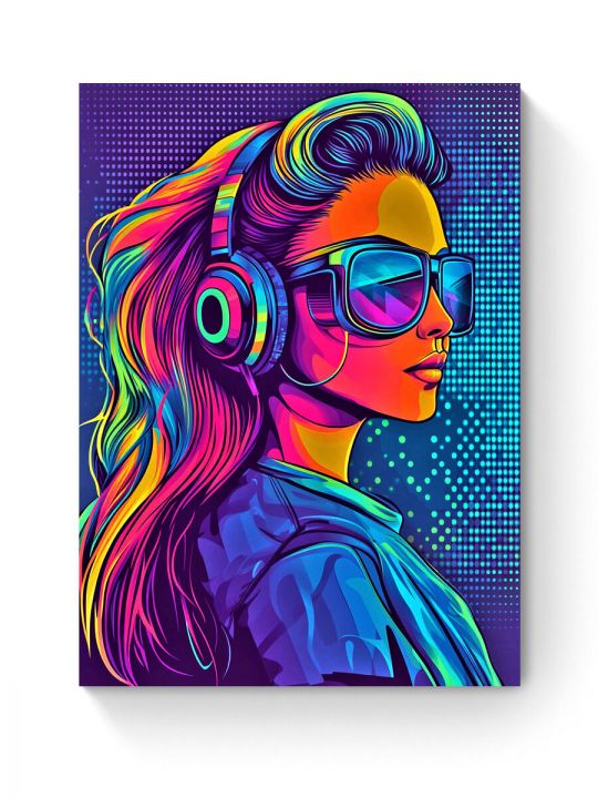 Алмазная мозаика на подрамнике «Диджей леди» 50x40 см, 50 цветов