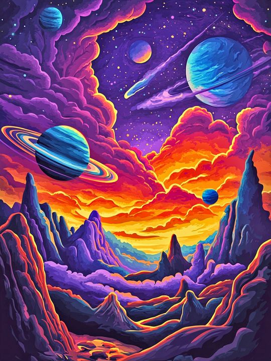 Алмазная мозаика без подрамника «Космический вид» 50x40 см