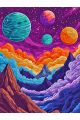 Алмазная мозаика без подрамника «Космический вид» 70x50 см, 50 цветов