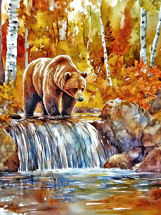 Алмазная мозаика без подрамника «Медведь в лесу» 60x45 см