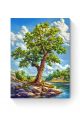 Алмазная мозаика на подрамнике «Одинокий дуб» 40x30 см, 50 цветов