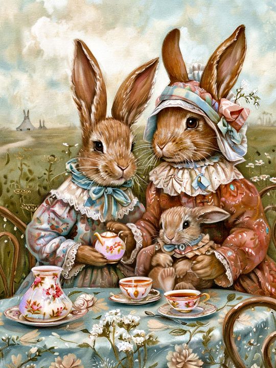 Алмазная мозаика без подрамника «Семья Тильды» 25x20 см