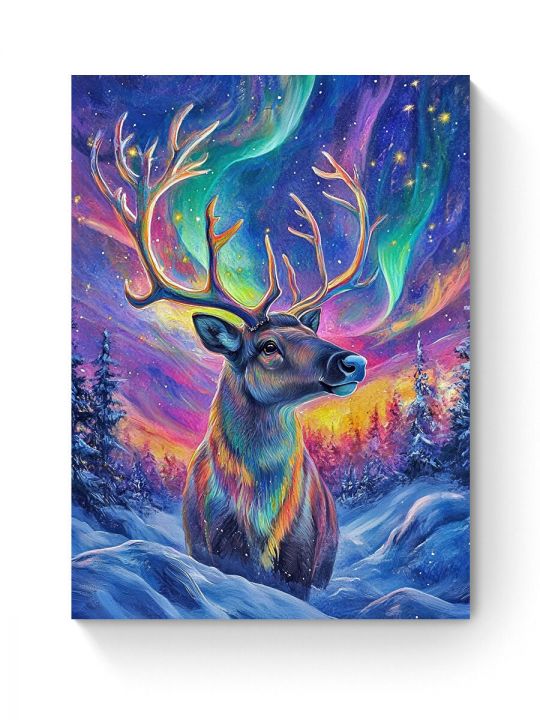 Алмазная мозаика на подрамнике «Северный олень» 40x30 см, 50 цветов