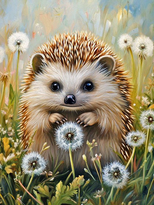 Алмазная мозаика без подрамника «Ежик в траве» 25x20 см