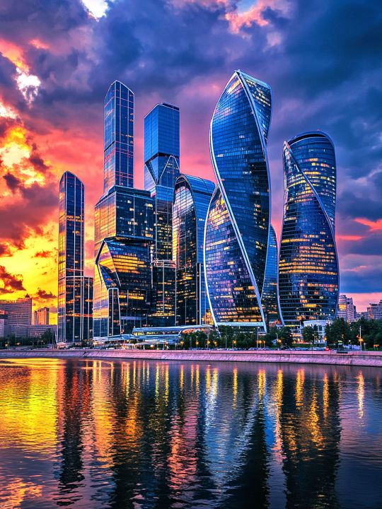 Алмазная мозаика без подрамника «Небоскребы» 130x100 см
