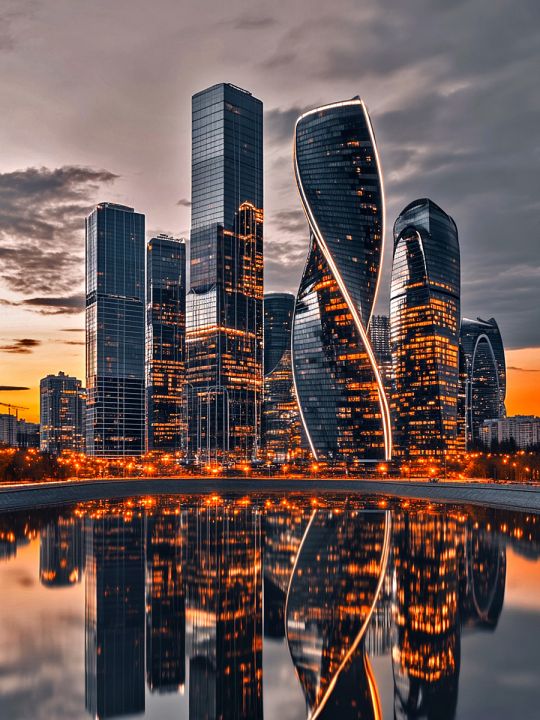 Алмазная мозаика без подрамника «Небоскребы» 130x100 см, 50 цветов