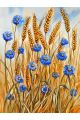 Алмазная мозаика без подрамника «Рожь и василёк» 25x20 см