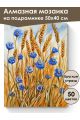 Алмазная мозаика на подрамнике «Рожь и василёк» 50x40 см, 50 цветов