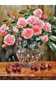 Алмазная мозаика без подрамника «Розы и вишня» 50x40 см
