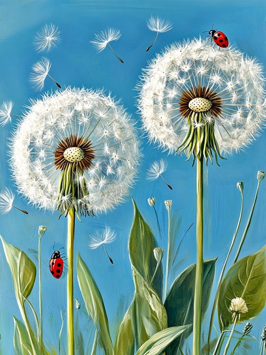 Алмазная мозаика без подрамника «Одуванчики» 25x20 см