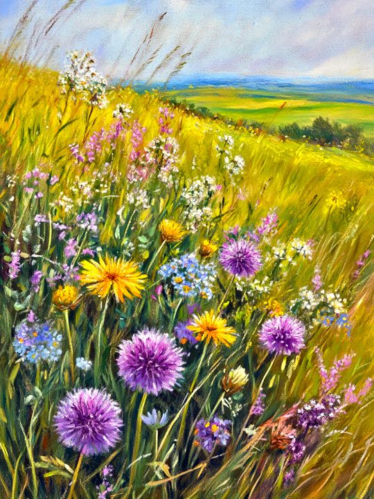 Алмазная мозаика без подрамника «Полевые цветы» 40x30 см