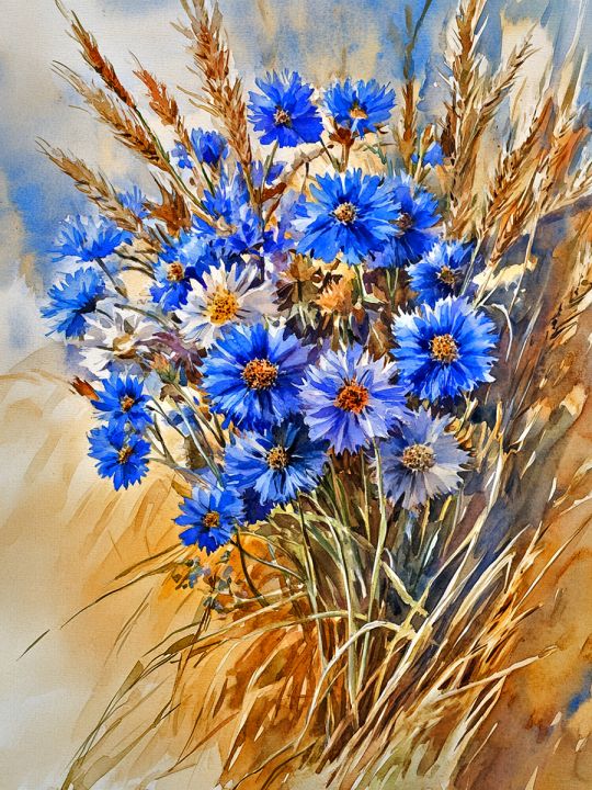 Алмазная мозаика без подрамника «Полевые цветы» 40x30 см