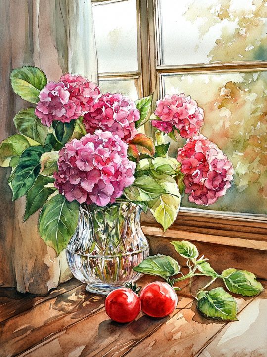 Алмазная мозаика без подрамника «Букет гортензий» 50x40 см
