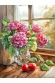 Алмазная мозаика без подрамника «Букет гортензий» 50x40 см