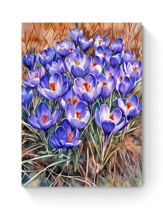 Алмазная мозаика на подрамнике «Цветы крокусы» 50x40 см