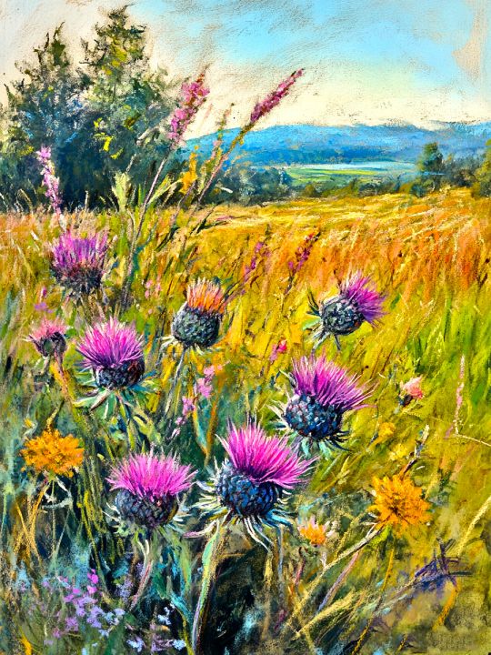 Алмазная мозаика без подрамника «Чертополох» 50x40 см