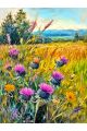 Алмазная мозаика без подрамника «Чертополох» 50x40 см