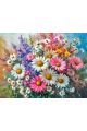Алмазная мозаика без подрамника «Букет ромашек» 50x40 см, 50 цветов