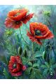 Алмазная мозаика без подрамника «Маки под дождем» 40x30 см