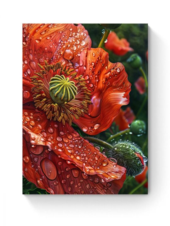 Алмазная мозаика на подрамнике «Красный мак» 50x40 см